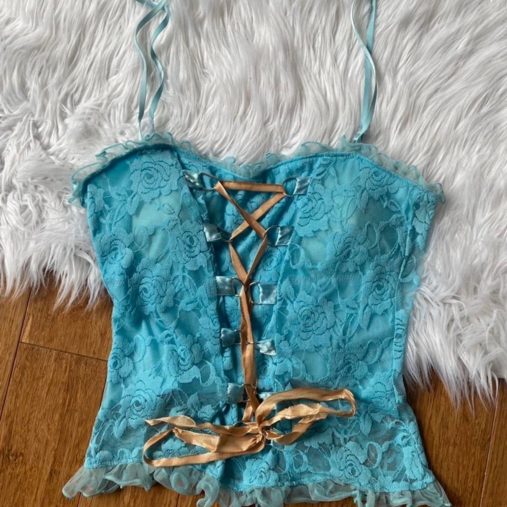 Vintage Baby Blue Corset Top